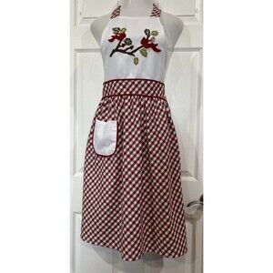 Cottagecore Apron Farmhouse Inspired Treasures Vintage Fabric Cardinals Plaid